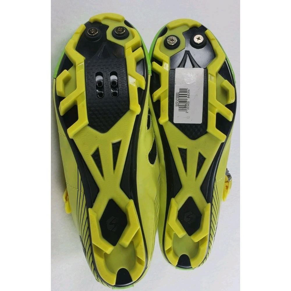 Sidebike Road Cycling Shoes Size 12 Neon Green Yellow 3-Bolt Buckle Hook Loop - Picture 7 of 11